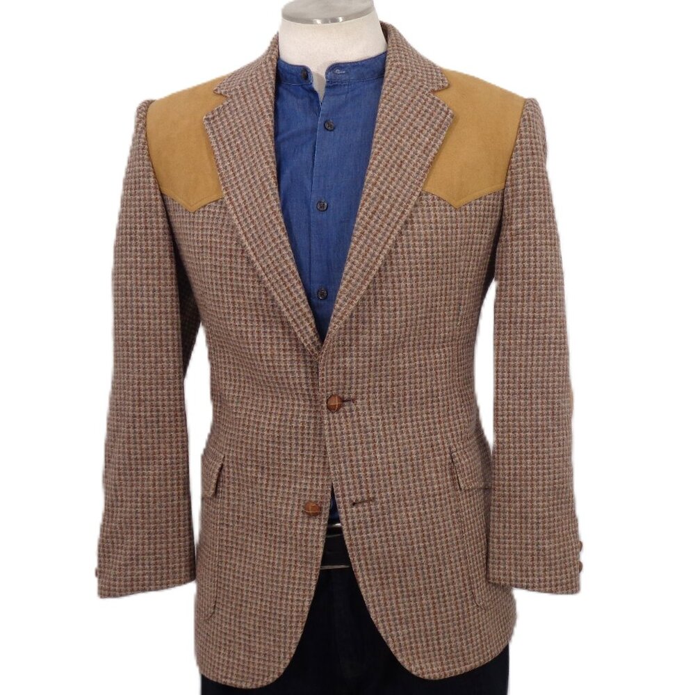 44L Pendleton 100% Virgen Wool Hopsack Sport Coat Patch Elbow Yoke Patch